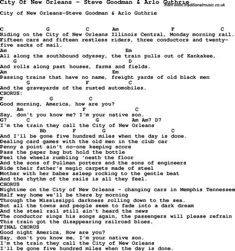 lyrics for city of new orleans